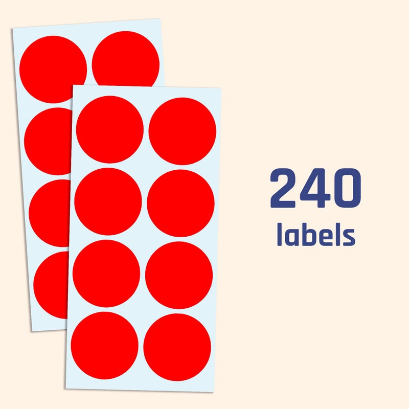 TownStix 2" Round Color Coding Circle Sticker Labels - Red, Pack of 240 - Image 4